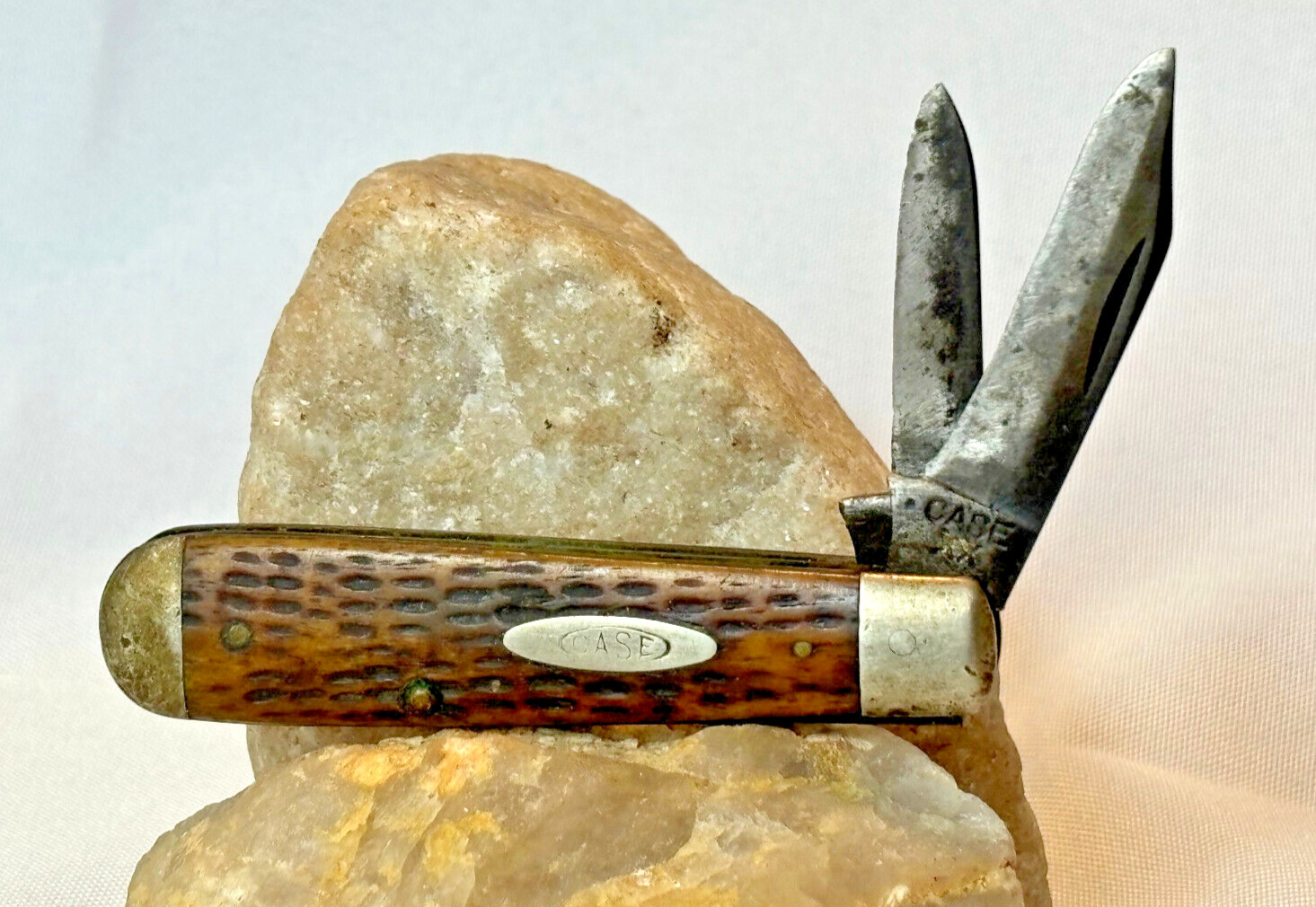 1940's Case XX 3 3/8 Regular Jack Pocket Knife Folding 2 Blade Jigged Scales