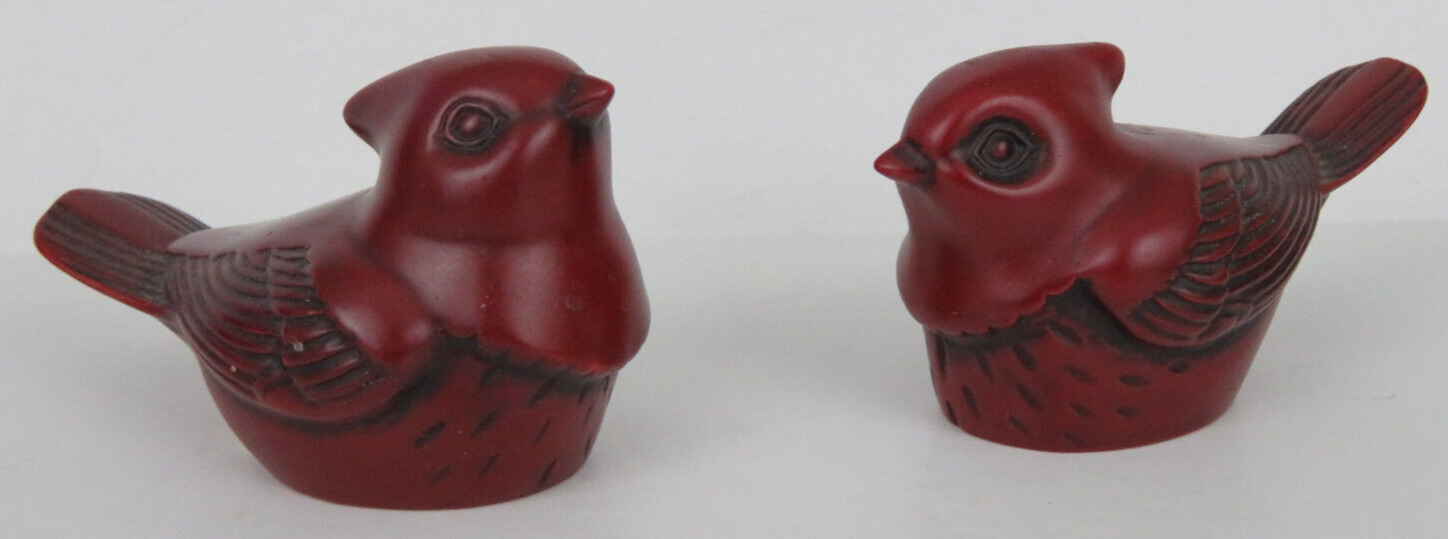 Vintage - 2 Crowning Touch Carved Look Cardinal Bird Figurines - Resin 3”