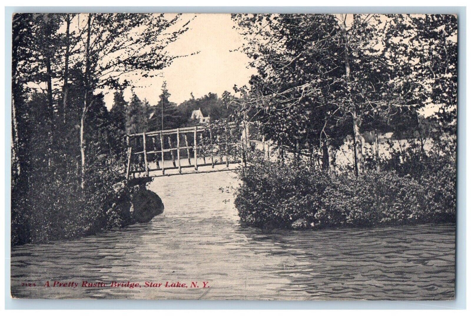 c1910 Pretty Rustic Bridge Star Lake New York NY Vintage Unposted Postcard