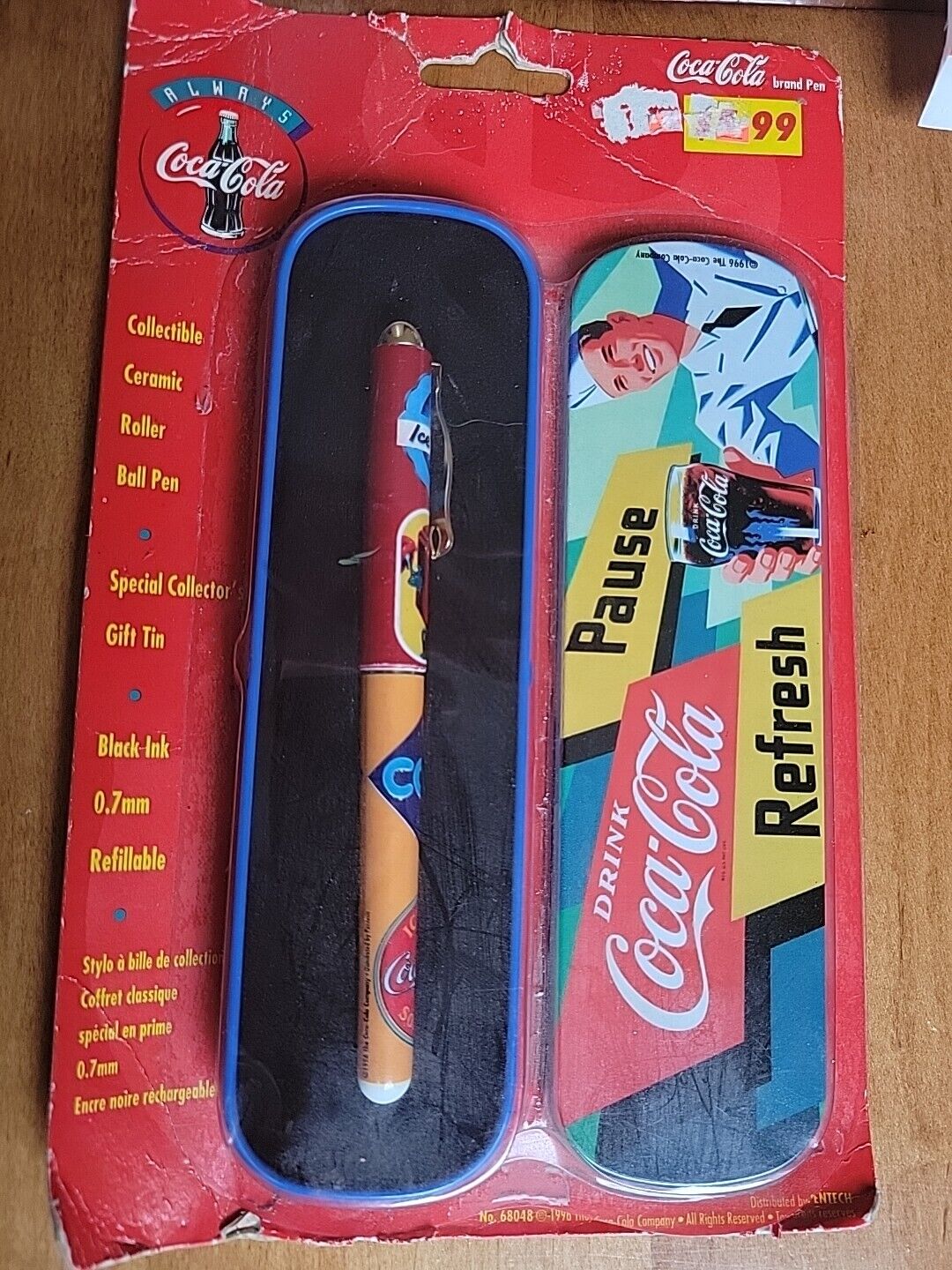 Vintage 1996 Coca Cola Ceramic Collectible Roller Ball Pen w/ Case