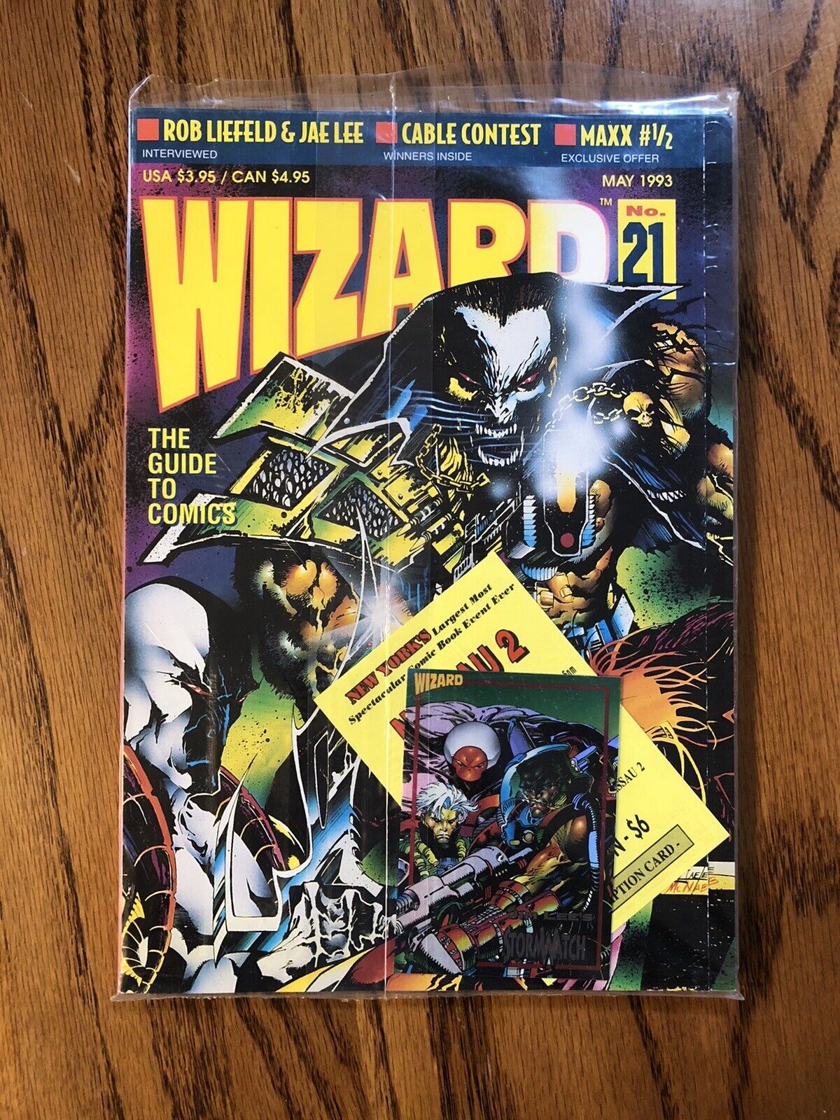 Wizard #21 May 1993 SEALED Polybag Comic Magazine w/ Card Bagged Jim Lee Liefeld
