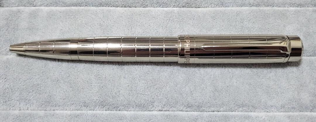PATEK PHILIPPE Novelty Silver stainless Knock type Ballpoint Pen(No Box) Vintage
