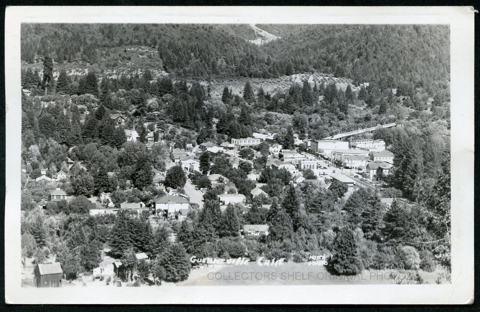 GUERNEVILLE CALIFORNIA TOWN VIEW 1940 RPPC RP Photo Postcard
