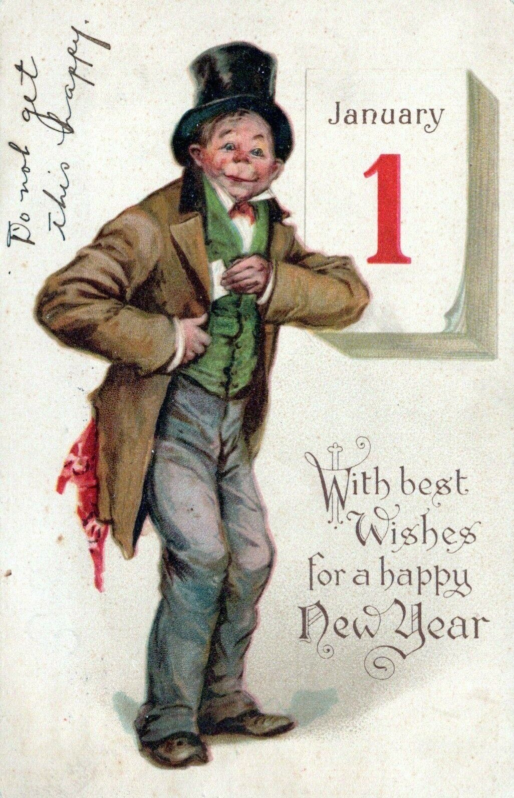 Jan 1st Best Wishes For The New Year Posted Vintage Divided Back Post Card