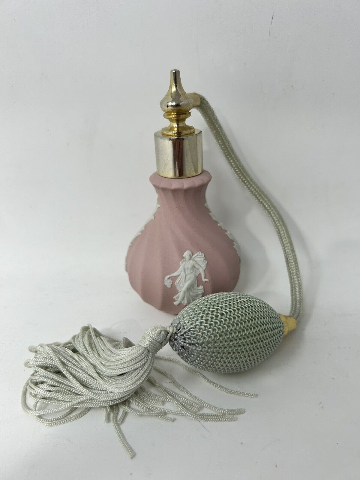 Wedgewood Pink Jasperware Perfume Bottle w/Atomizer &Tassel