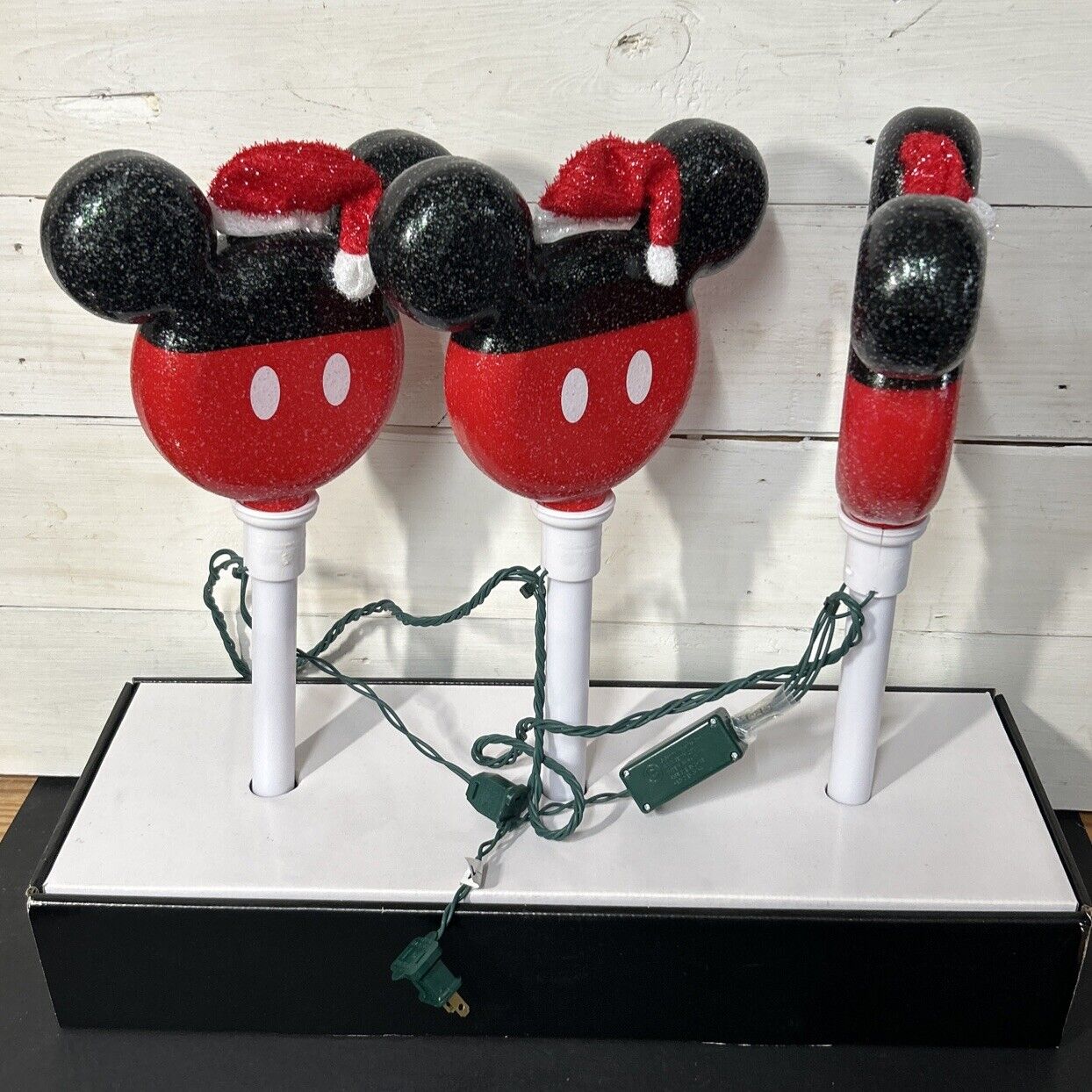 Mickey Mouse Gemmy Colormotion LED Pathway Stakes Lights Christmas Rare