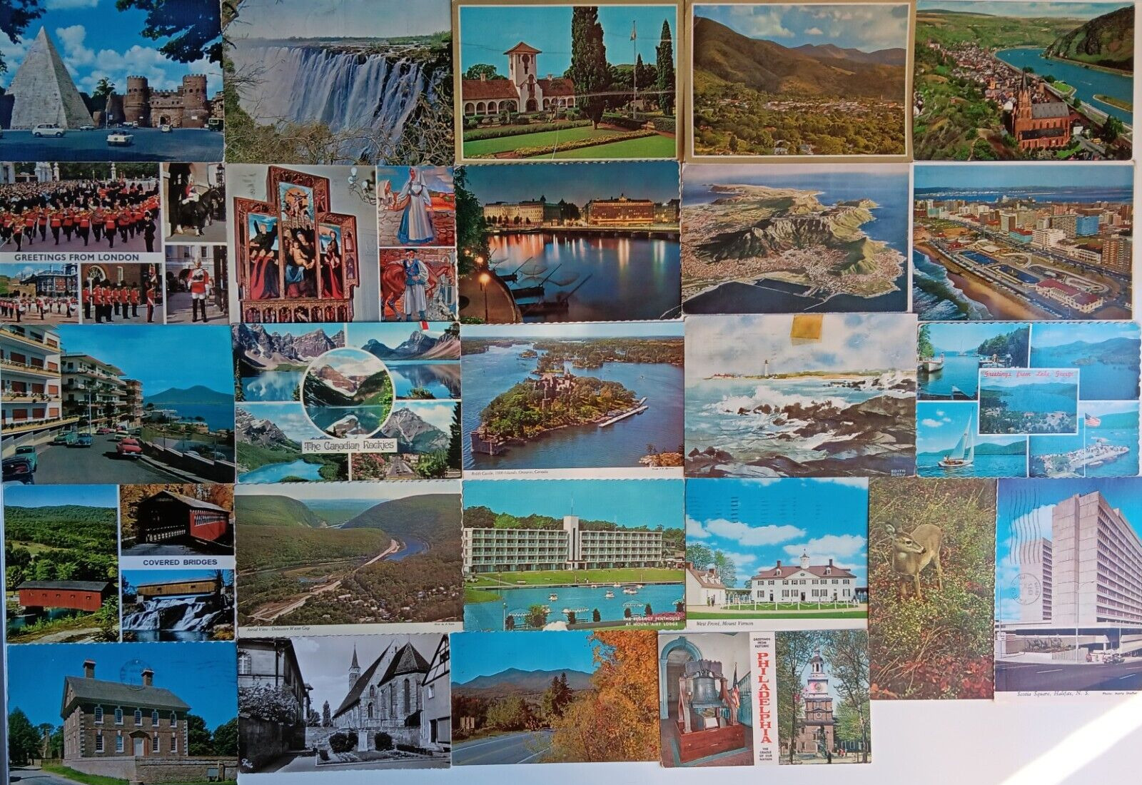 25 Vintage 1970s Postcards: US Canada England Sweden Italy South Africa Lot 93