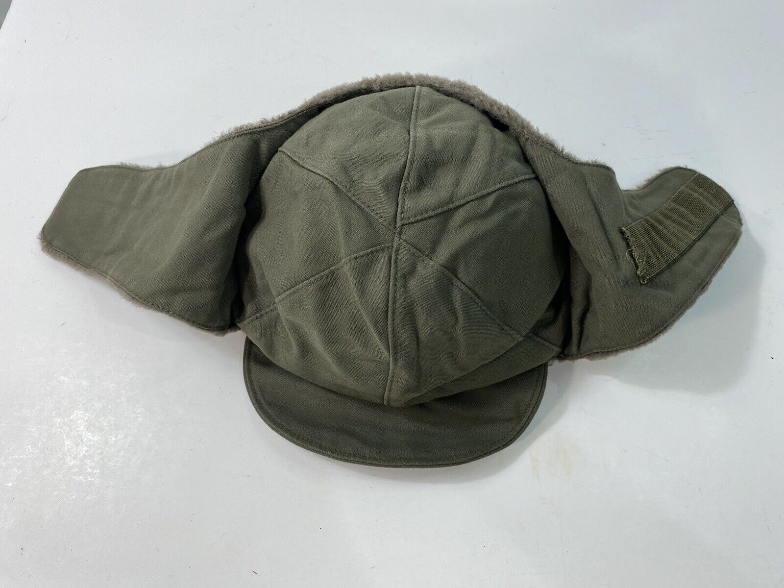 Genuine German Army Military Winter Pile Cap Olive - Size 57. SEE DESCRIPTION