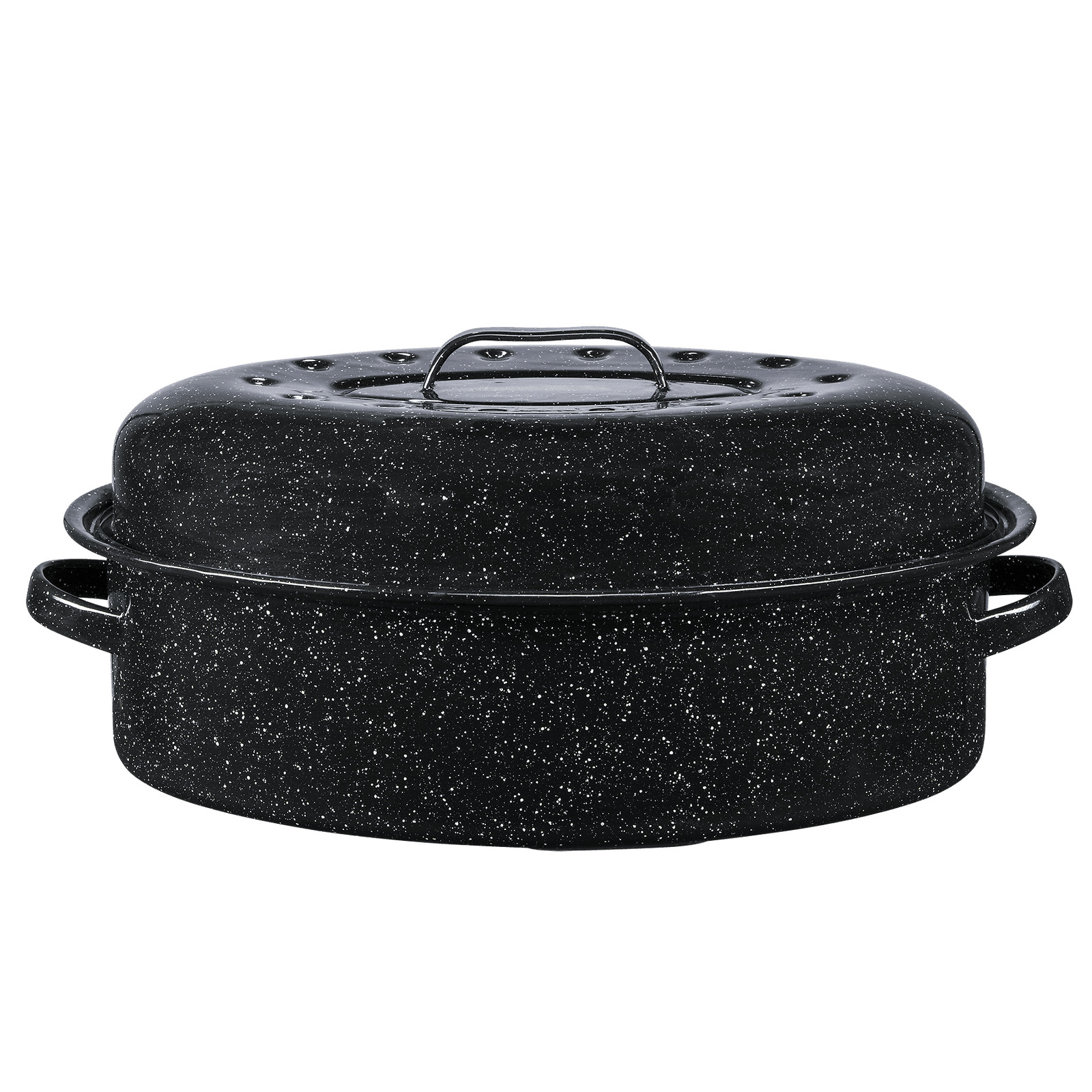 18” Granite non-stick Roaster Pan, Enameled Roasting Pan with Domed Lid Cookware