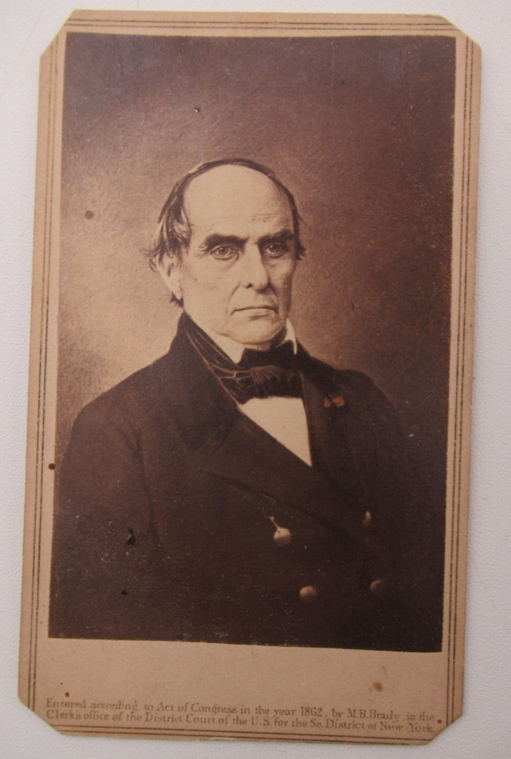 Daniel Webster CDV Anthony/Brady Photo U.S. Secretary of State 1851-1852