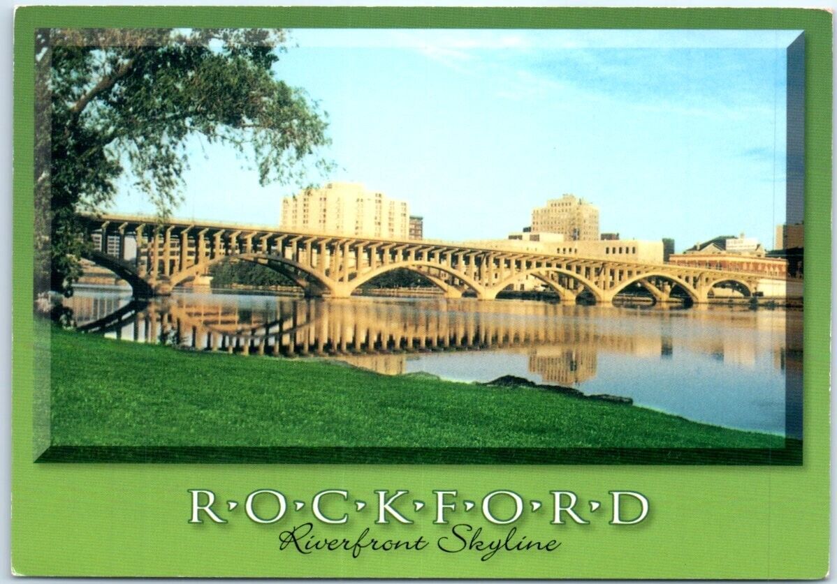 Postcard - Riverfront Skyline, Rockford, Illinois, USA