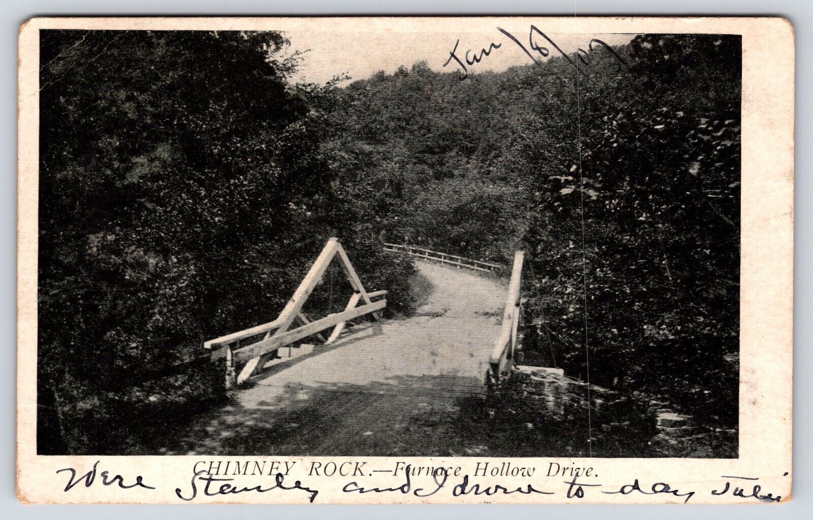 North Carolina Chimney Rock Furnace Hollow Drive Vintage Postcard POSTED 1907