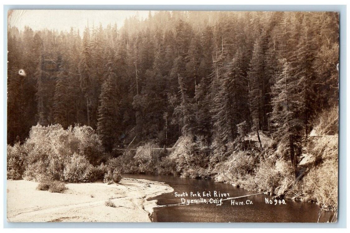 1921 South Fork Eel River Scene Dyerville California CA RPPC Photo Postcard