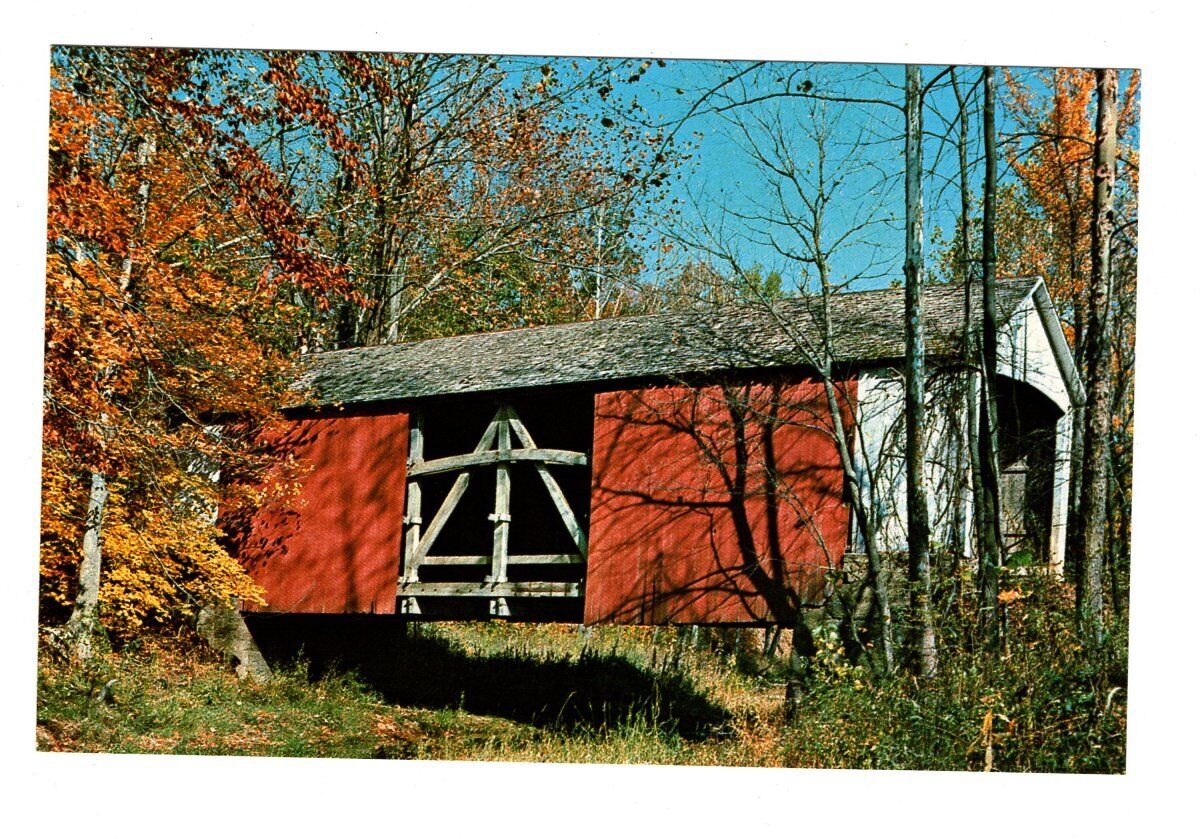 Vintage Parke County Indiana Zacke Cox Covered Bridge Unposted Postcard #356
