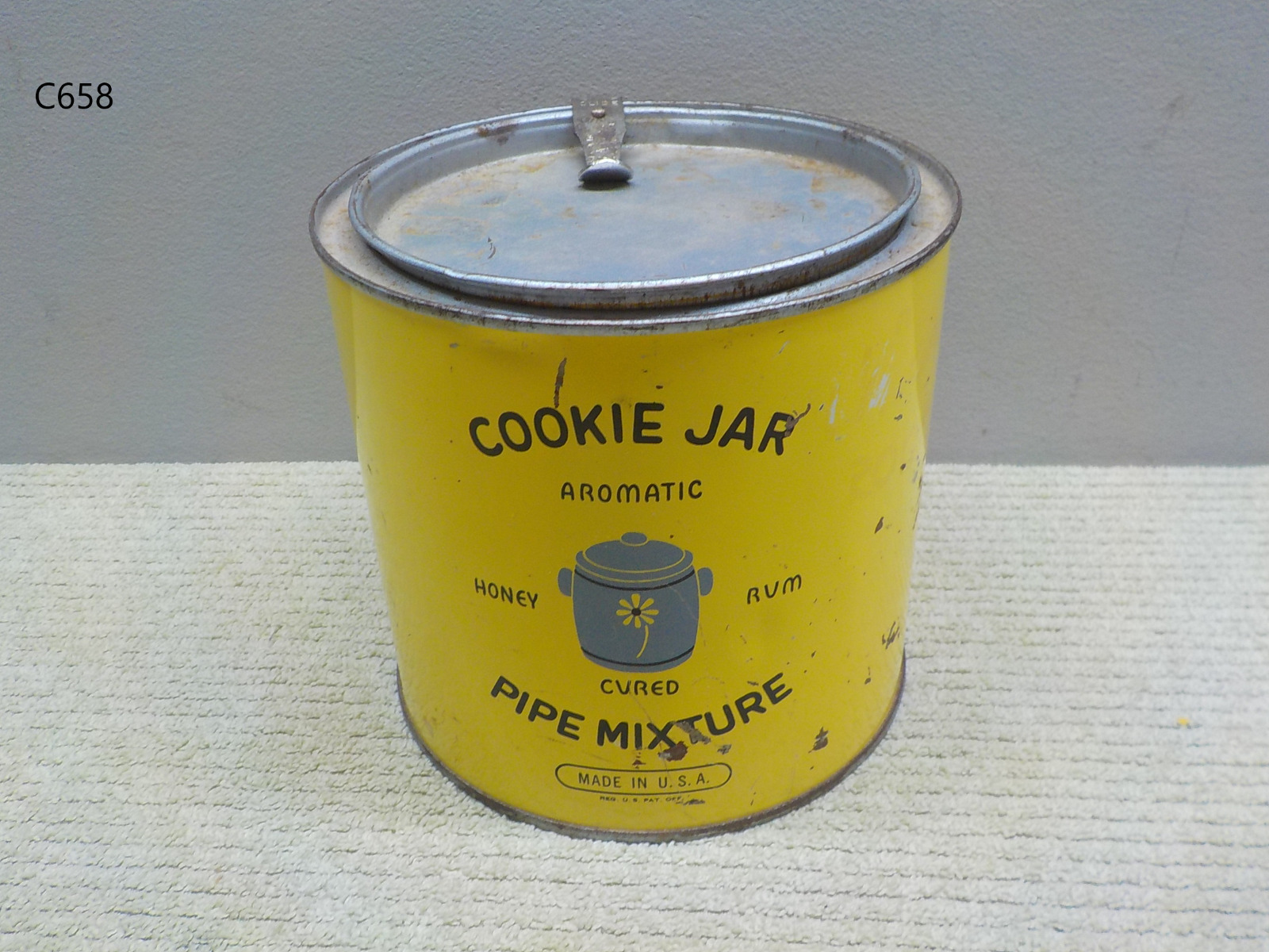 Vintage Cookie Jar Pipe Mixture Tin RARE