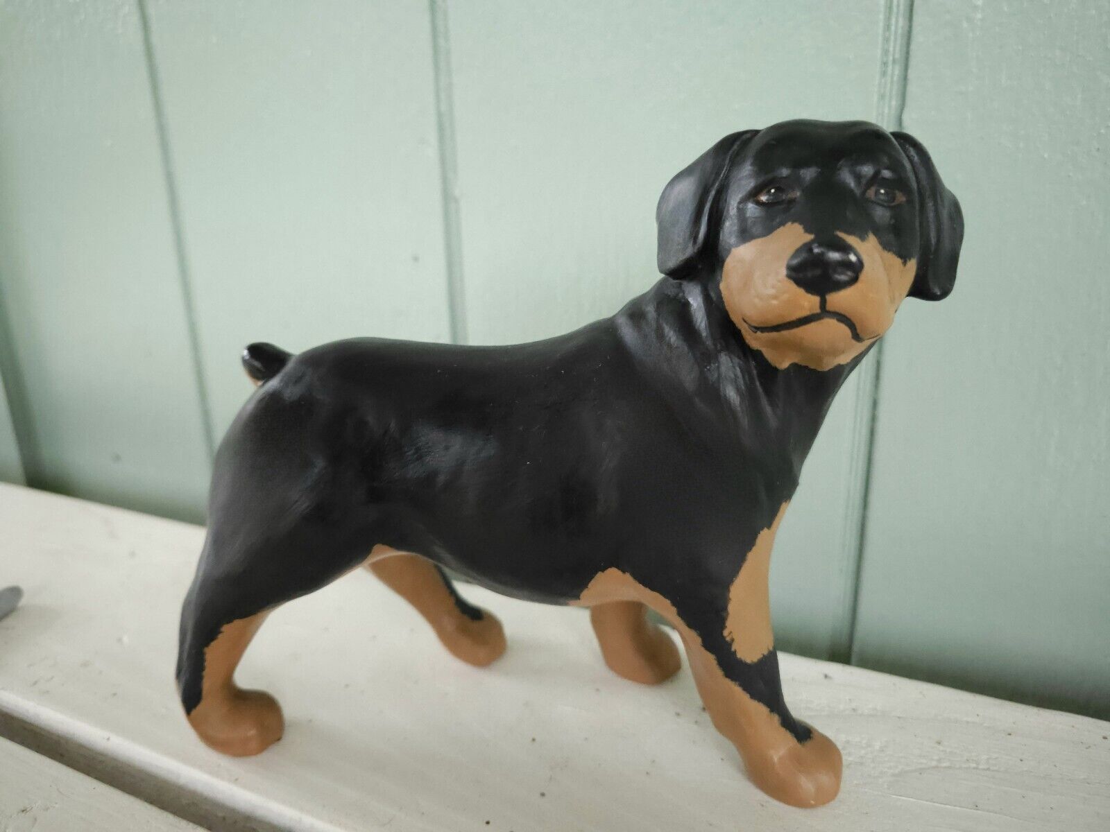 Rottweiler Rottie Ceramic Dog Figurine Statue Table Top Collectible Decor Puppy 