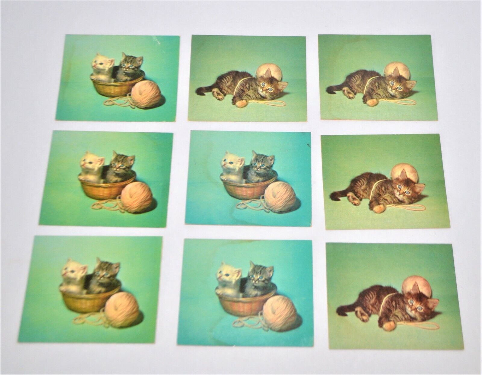 Vintage Hallmark Cards Kitten Cats Blank Glossy Small No Envelopes Set of 9