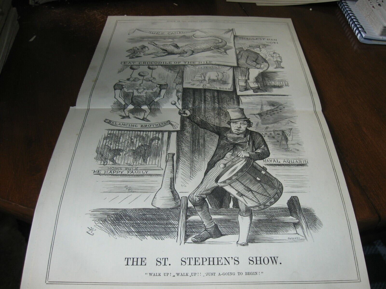 1876 Original POLITICAL CARTOON - St. STEPHEN's GREAT BRITAIN as CIRCUS POSTER