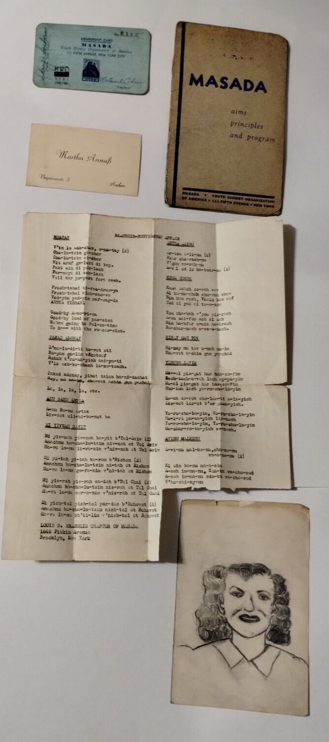 1938 Early/First Edition Masada Membership Manual & Card Pass Zionism Songs Art