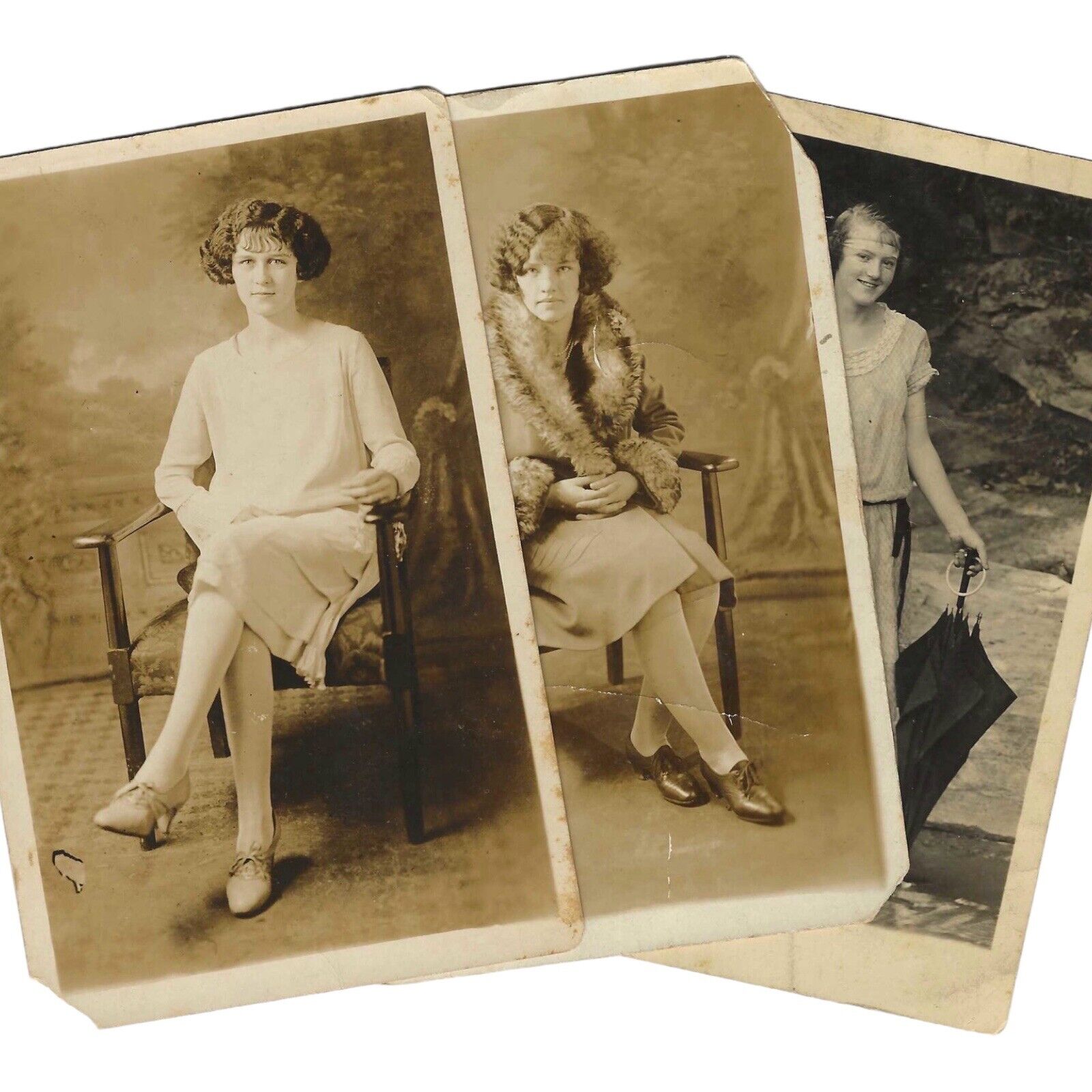 Antique Real Photo Postcard Lot Flapper Women Photograph RPPC 1920s