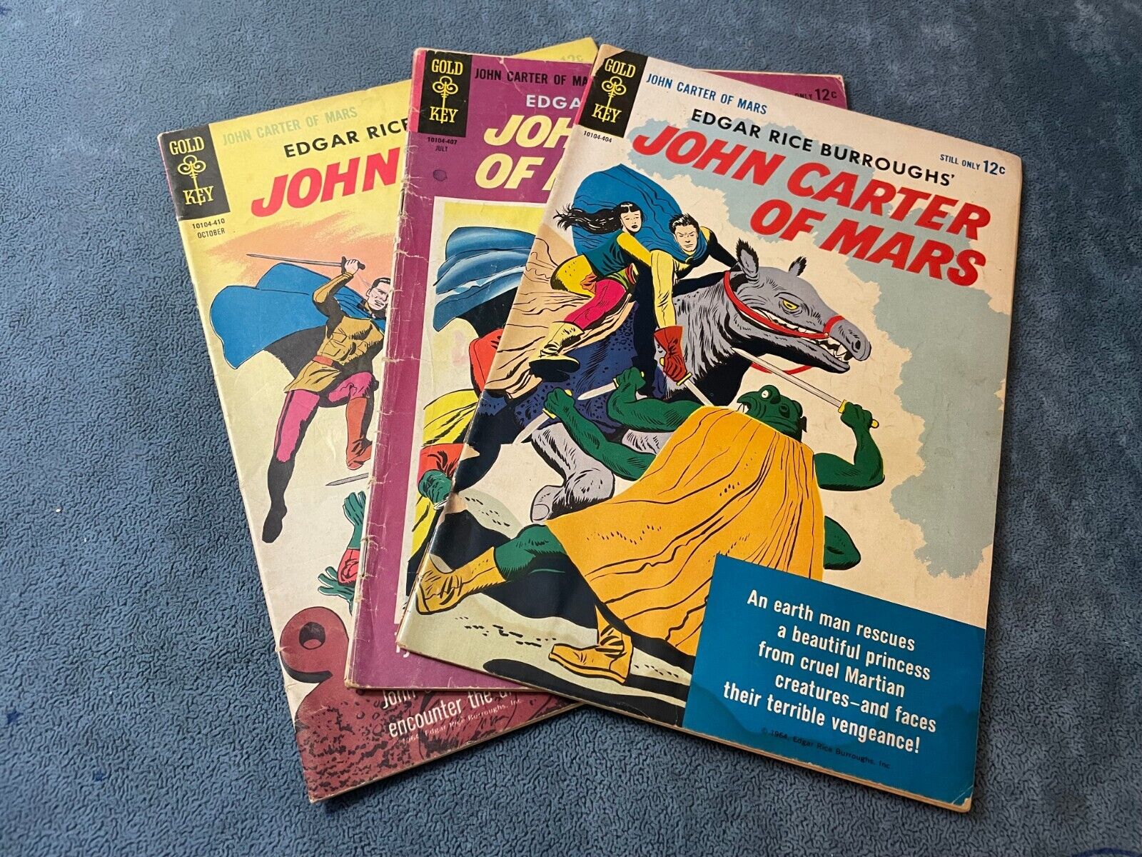 John Carter of Mars #1-3 1964 Gold Key Comic Book Mini Series Complete Low Grade