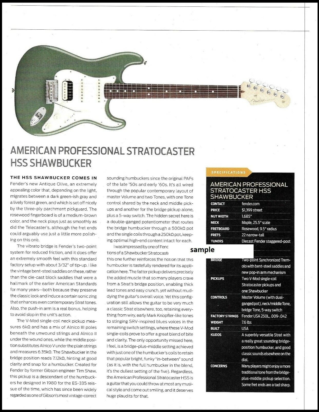 Fender American Professional Stratocaster + Jazzmaster guitar review with specs