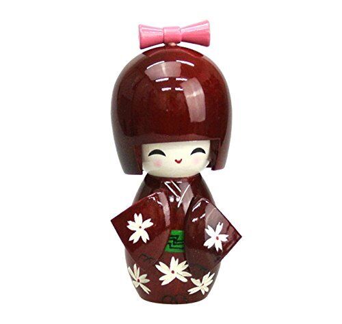 Wooden Kimono Kokeshi Doll 14Cm Wine 303-235