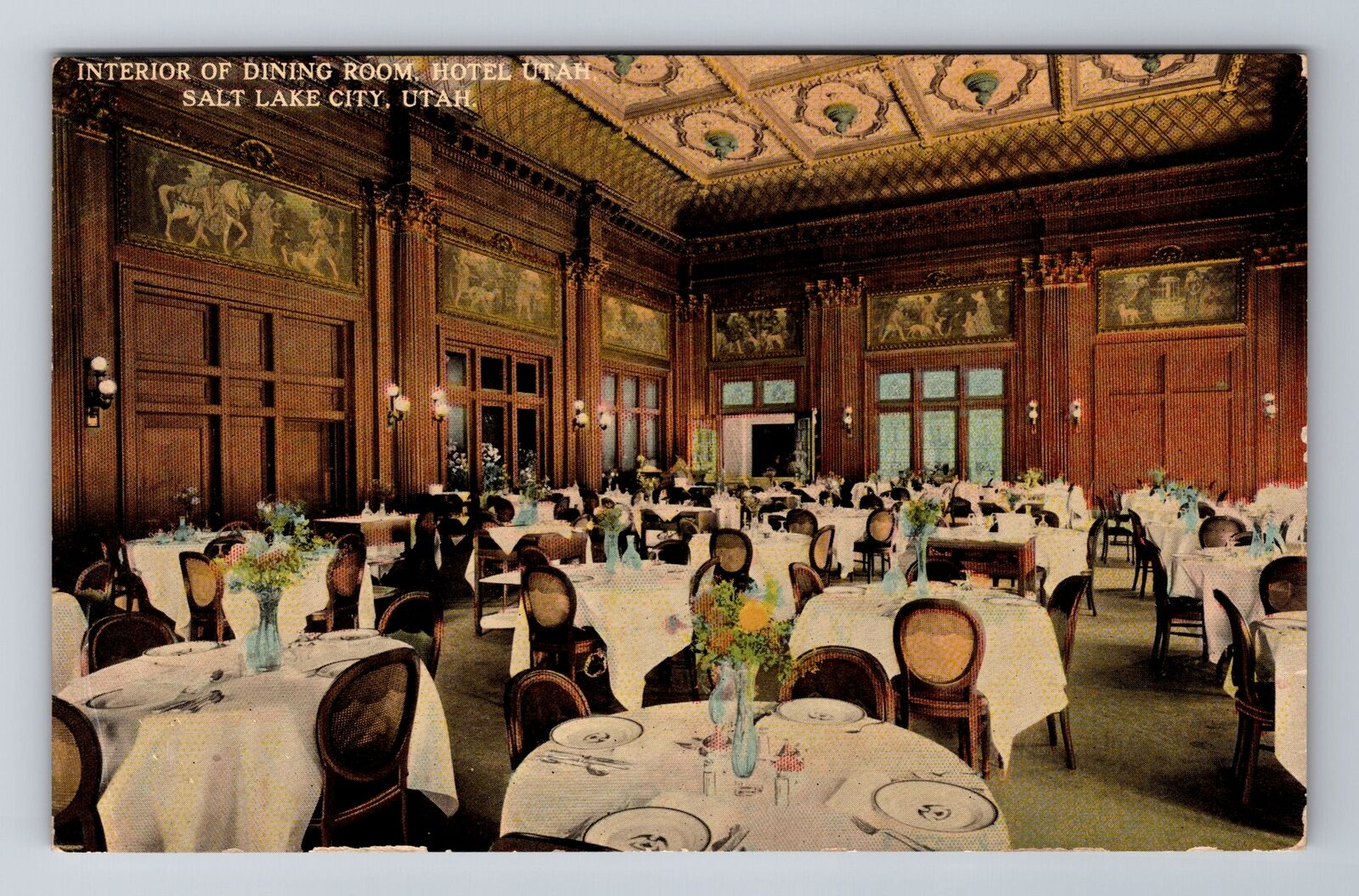 Salt Lake City UT-Utah, Interior Of Dining Room, Hotel Utah, Vintage Postcard