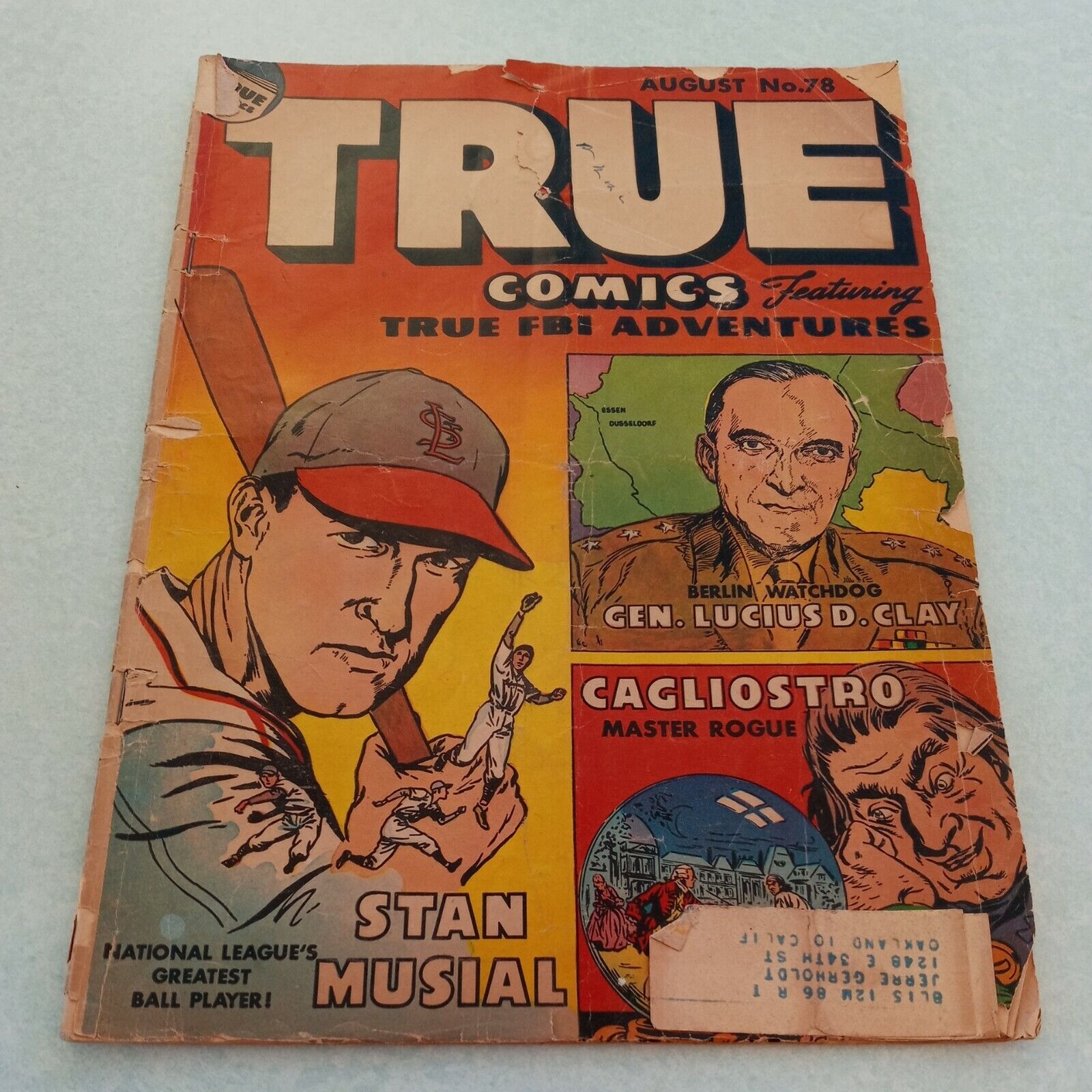TRUE COMICS #78 Parents Magazines STAN MUSIAL COVER 1949 Golden Age