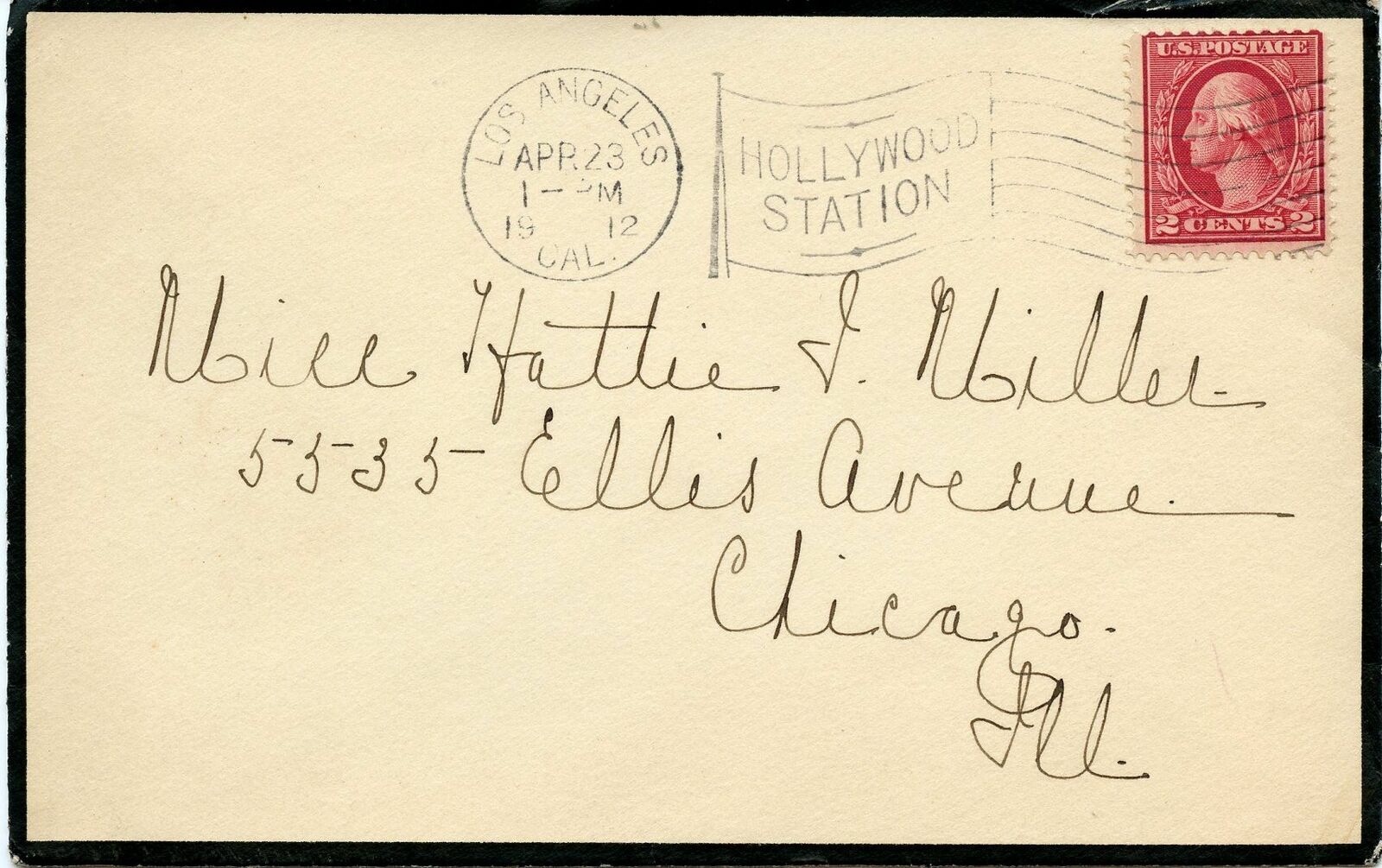 U.S. Scott 406 on 1912 Mourning Cover Sent from Los Angeles, California