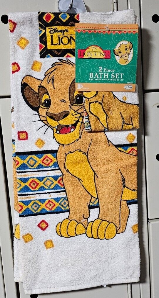 Disney The Lion King Simba Bath Towel Set Franco 90s Movie Promo Pool Wash Cloth