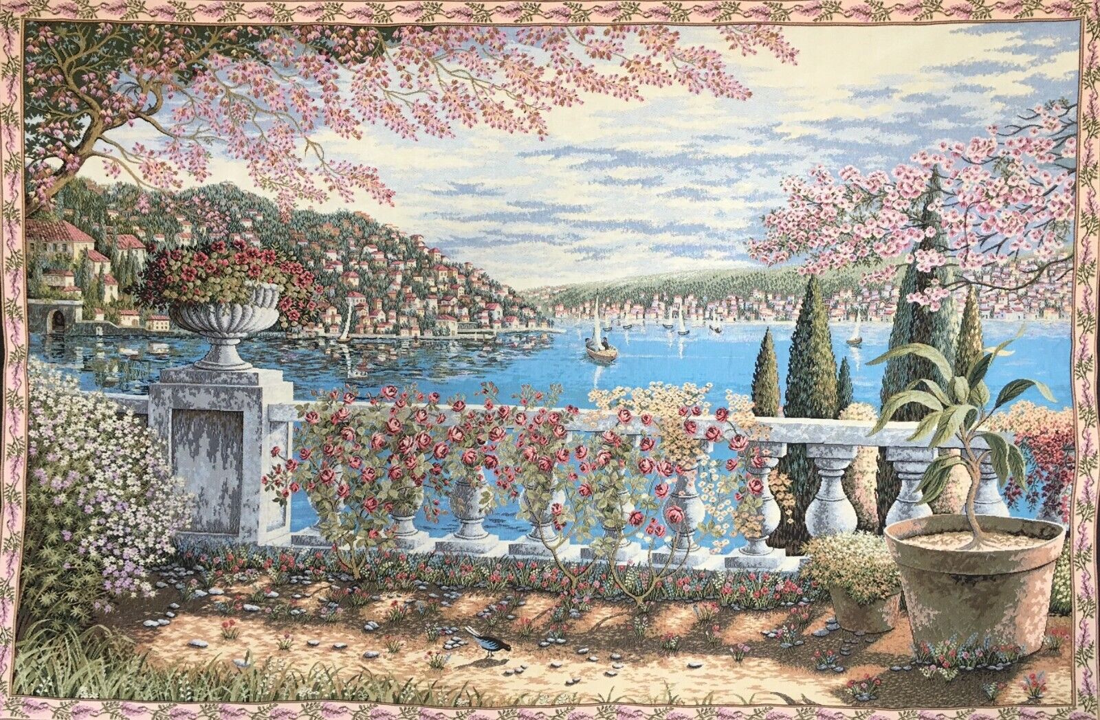 Tapestry wall hanging the lake of Como Italy