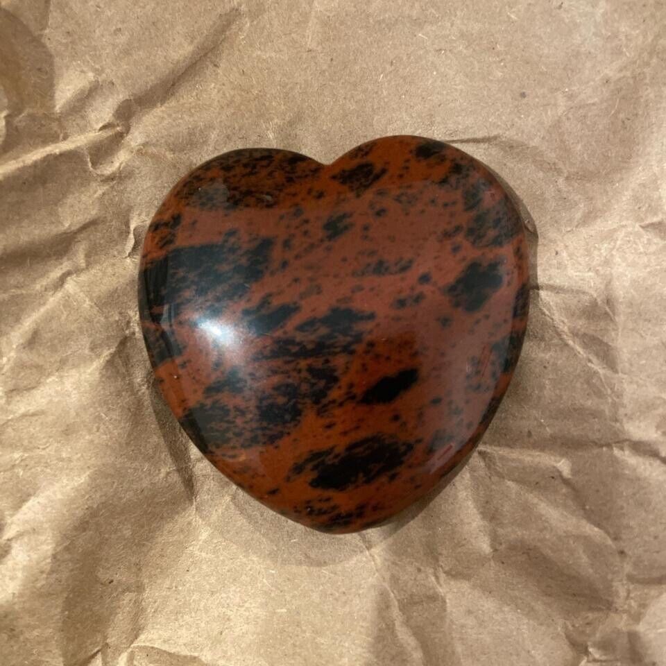 obsidian polished heart carving