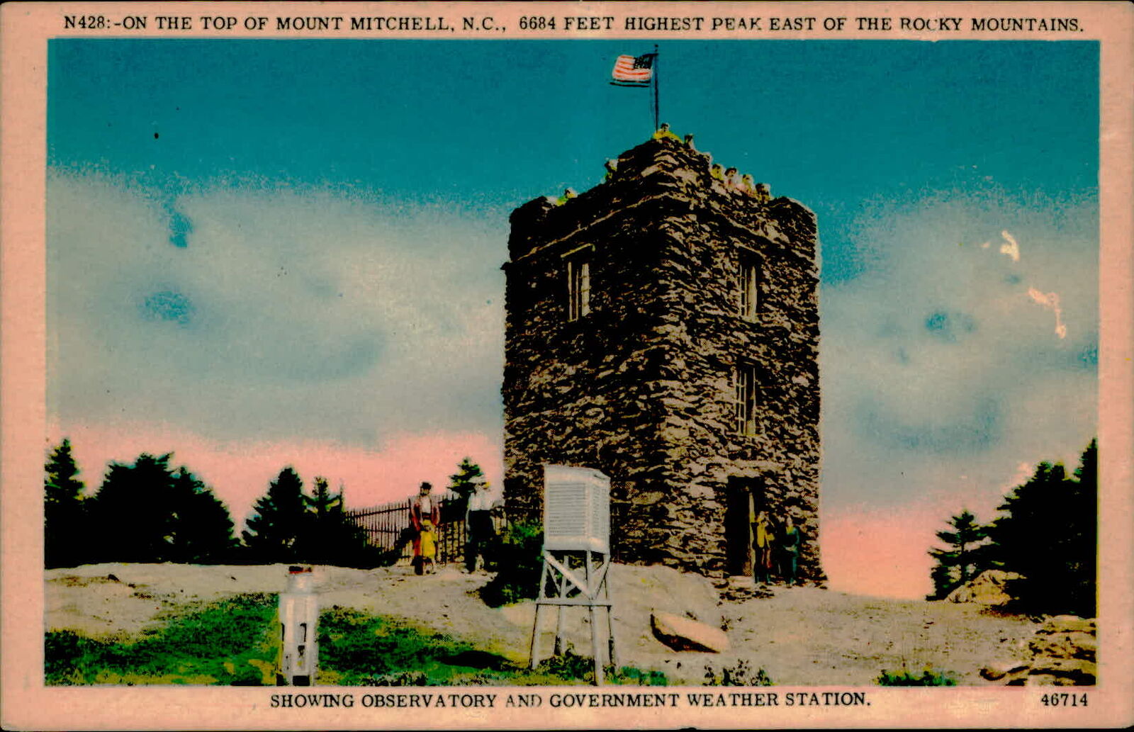 Postcard: N428:-ON THE TOP OF MOUNT MITCHELL, N.C., 6684 FEET HIGHEST