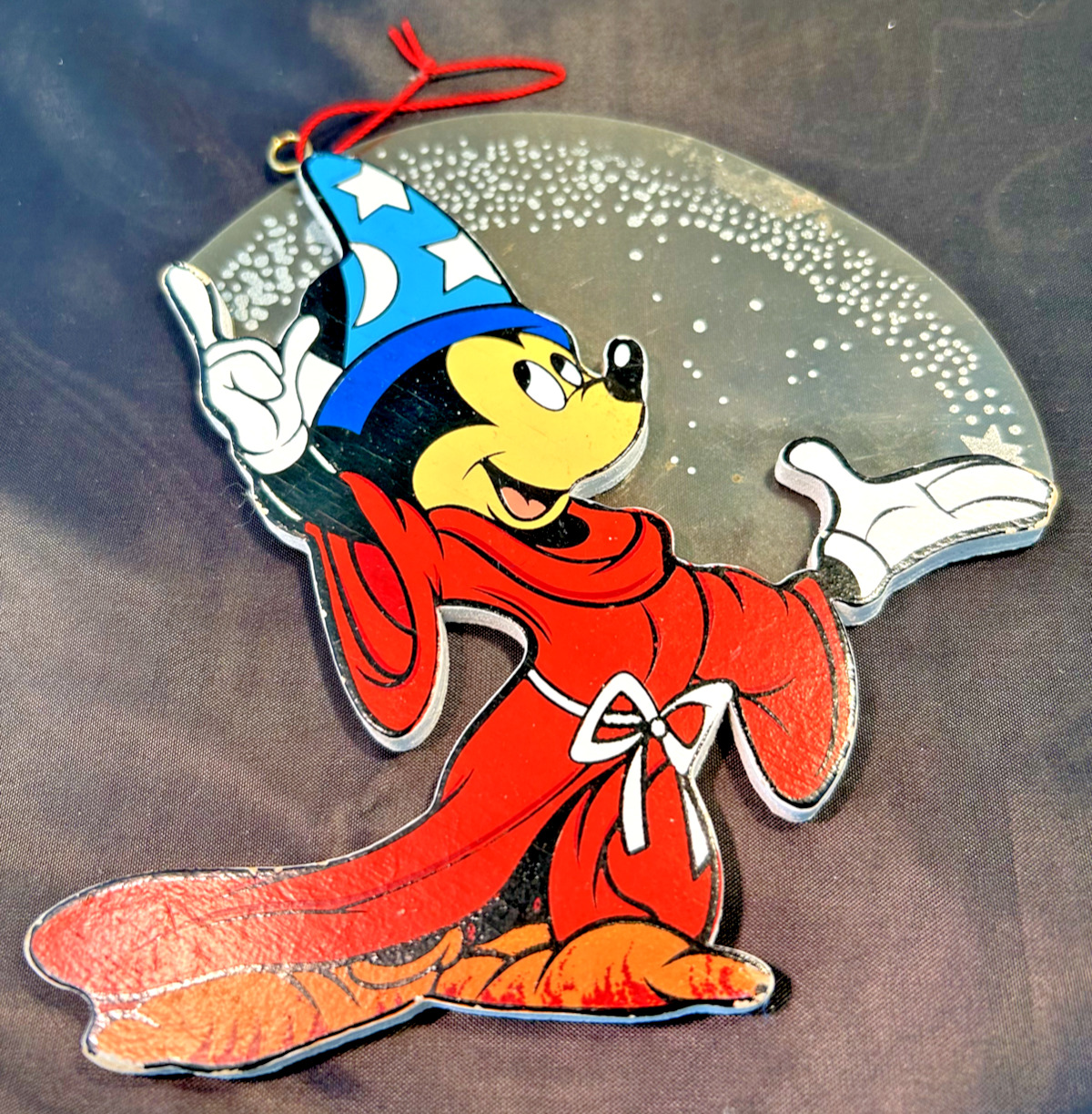Walt Disney's Mickey Mouse Fantasia Vintage 1988 Wooden Christmas Ornament