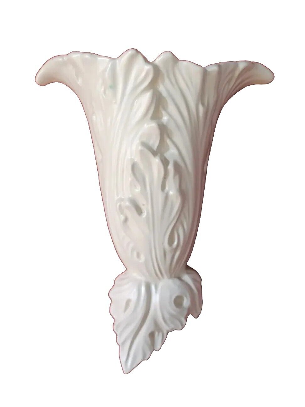 Vintage Haeger Ceramic Wall Pocket Vase White Mid Century Hollywood Regence USA 