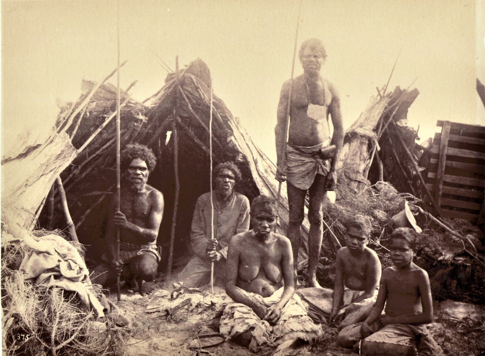 Charles Bayliss. Original 1876 Albumen Photo of Aboriginal Gayimai People Sydney