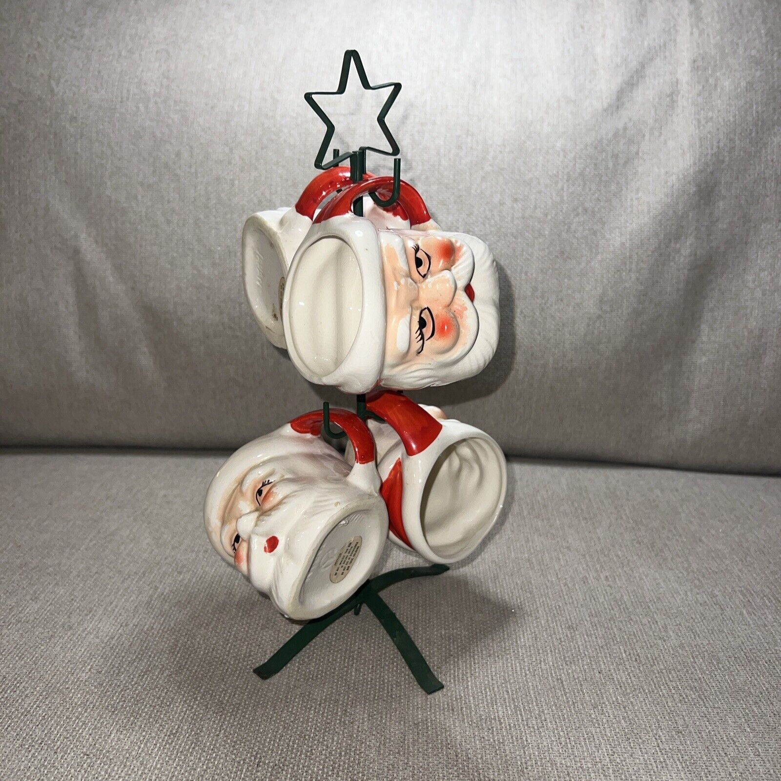 RARE Old 1960\'s Christmas Vintage Santa Face Mugs Japan Box set of 4 Original 