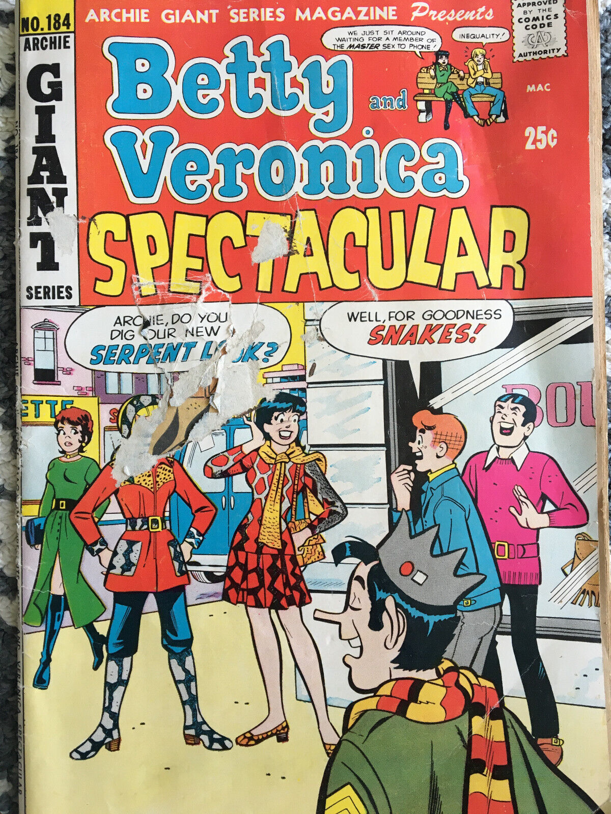 Vintage 1971  BETTY AND VERONICA SPECTACULAR Comic #184 ARCHIE GIANT SERIES