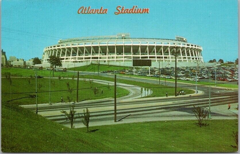 c1960s ATLANTA STADIUM Georgia Postcard Braves Falcons \