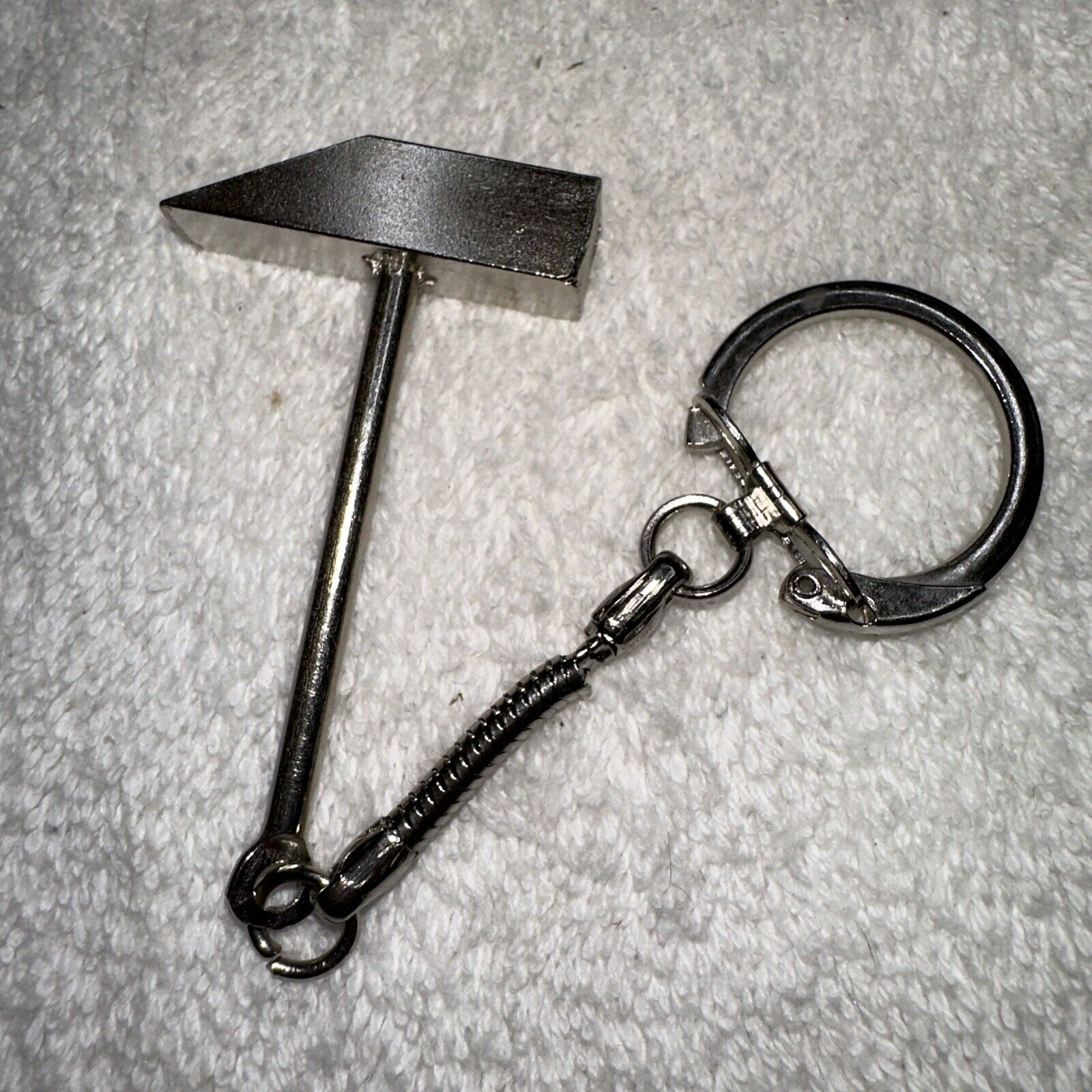 Vintage Miniature Novelty Metal Hammer Tool Hardware Keychain Key Ring