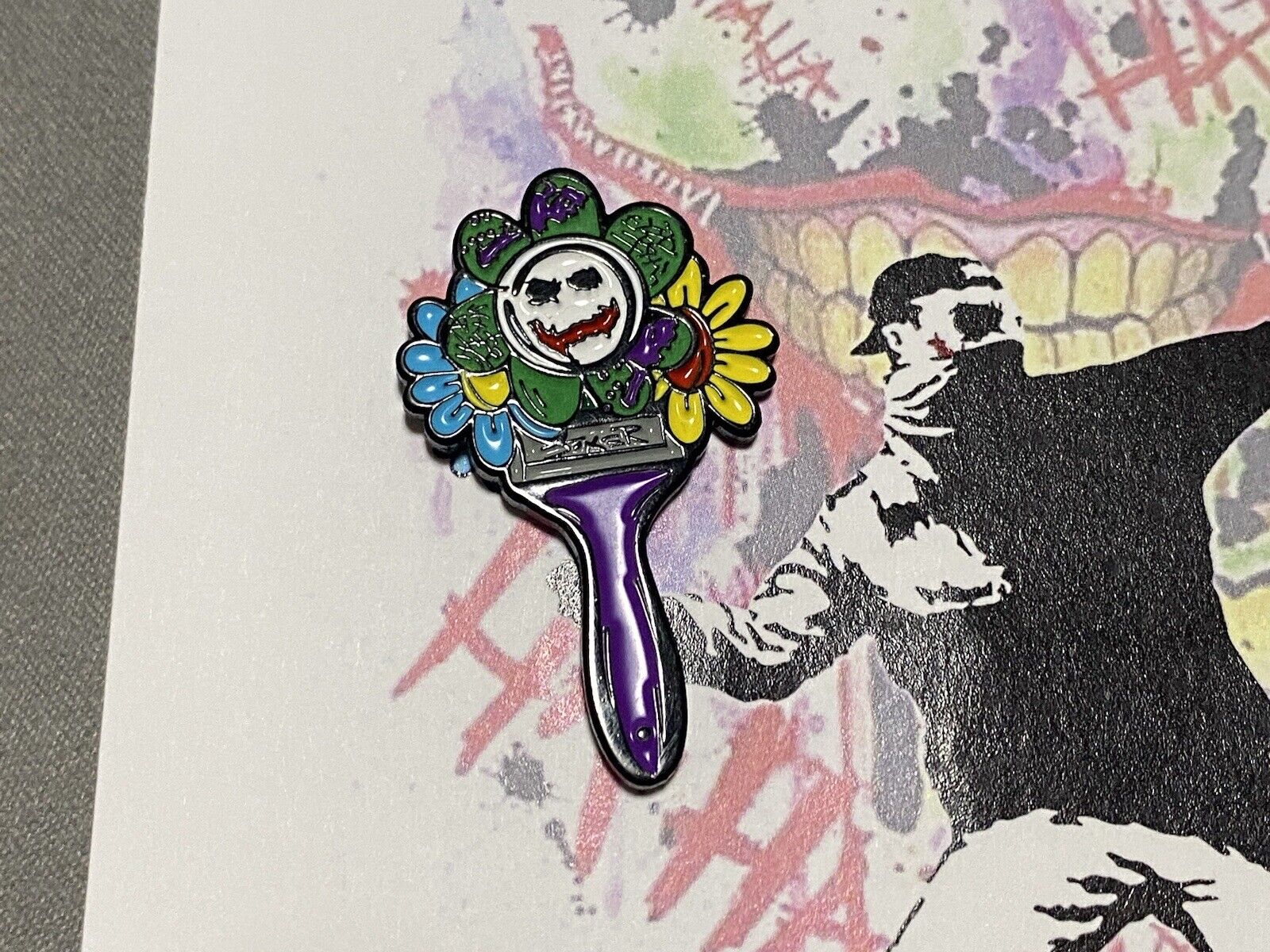 Umbrella Heights x AMS Joker 🃏 Flowers Paint Brush Hat Pin #43/75 Limited