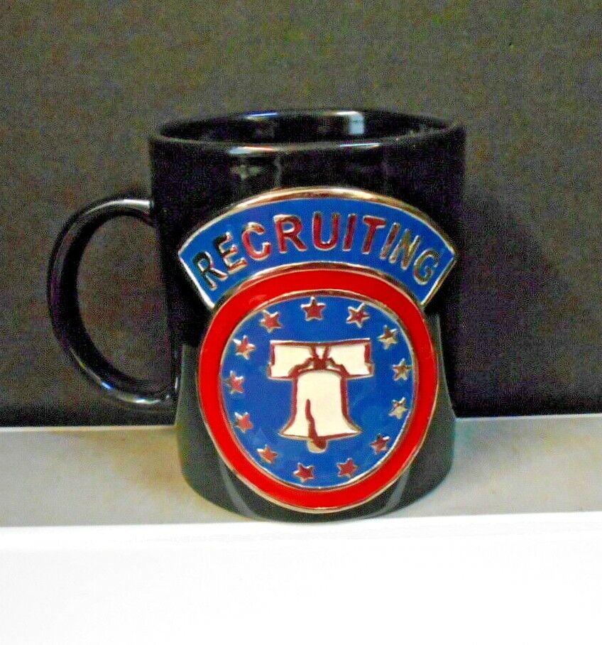 MILITARY RECRUITING BLACK COFFEE CUP WITH HEAVY METAL LOGO NEW