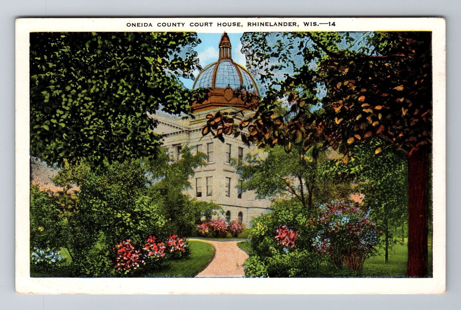 Rhinelander, WI-Wisconsin, Oneida County Court House Antique, Vintage Postcard