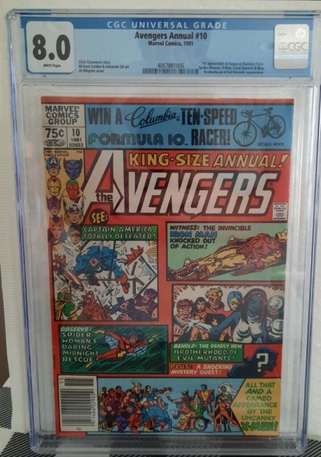 Avengers Annual #10 CGC 8.0 White Pages 1981 1st app. Rogue, 1st Cover Mystique