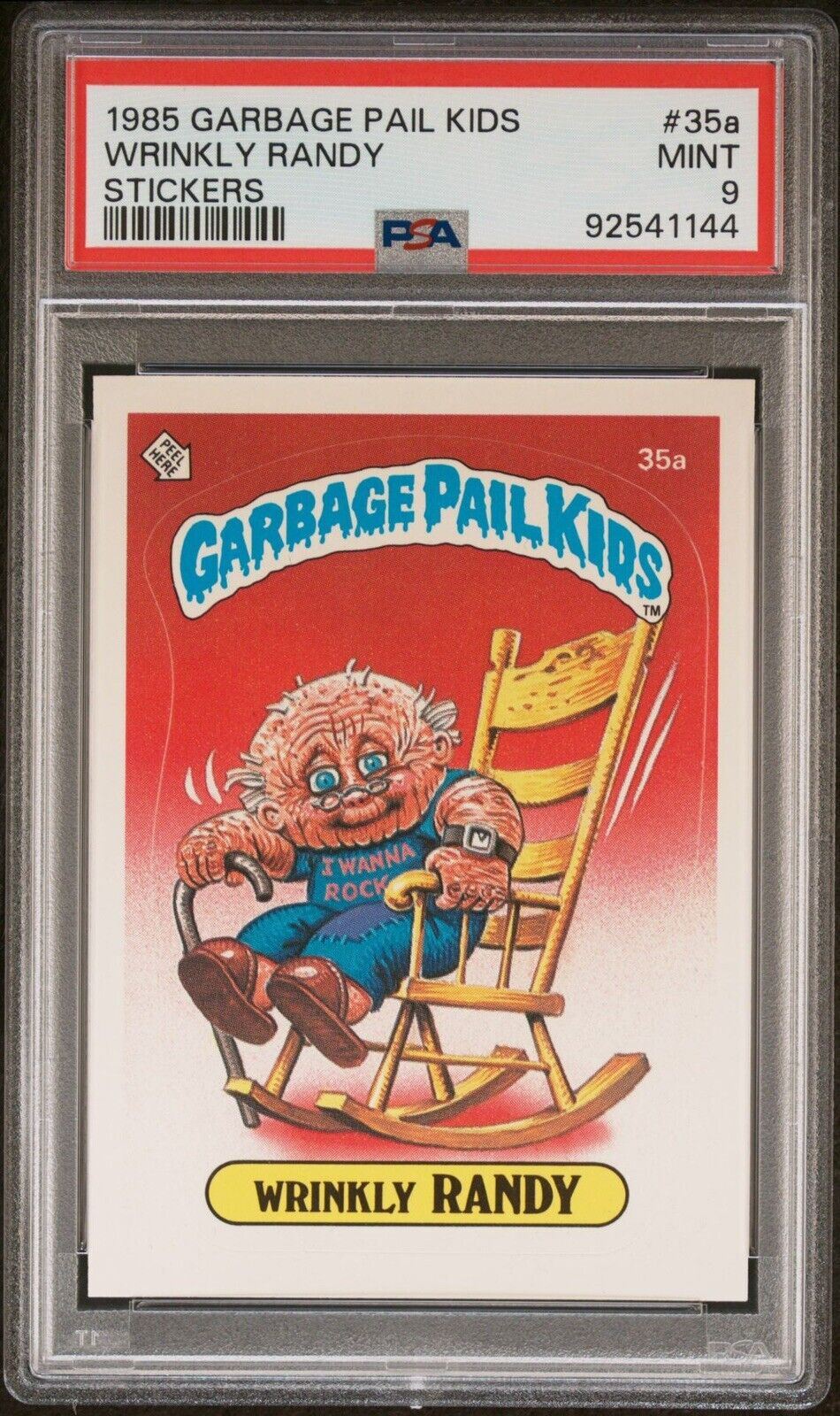 1985 Topps Garbage Pail Kids Series 1 Matte Wrinkly Randy #35a PSA 9