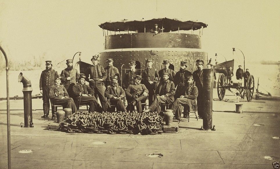 Union Federal Officers on deck of US Monitor warship - 8x10 US Civil War Photo