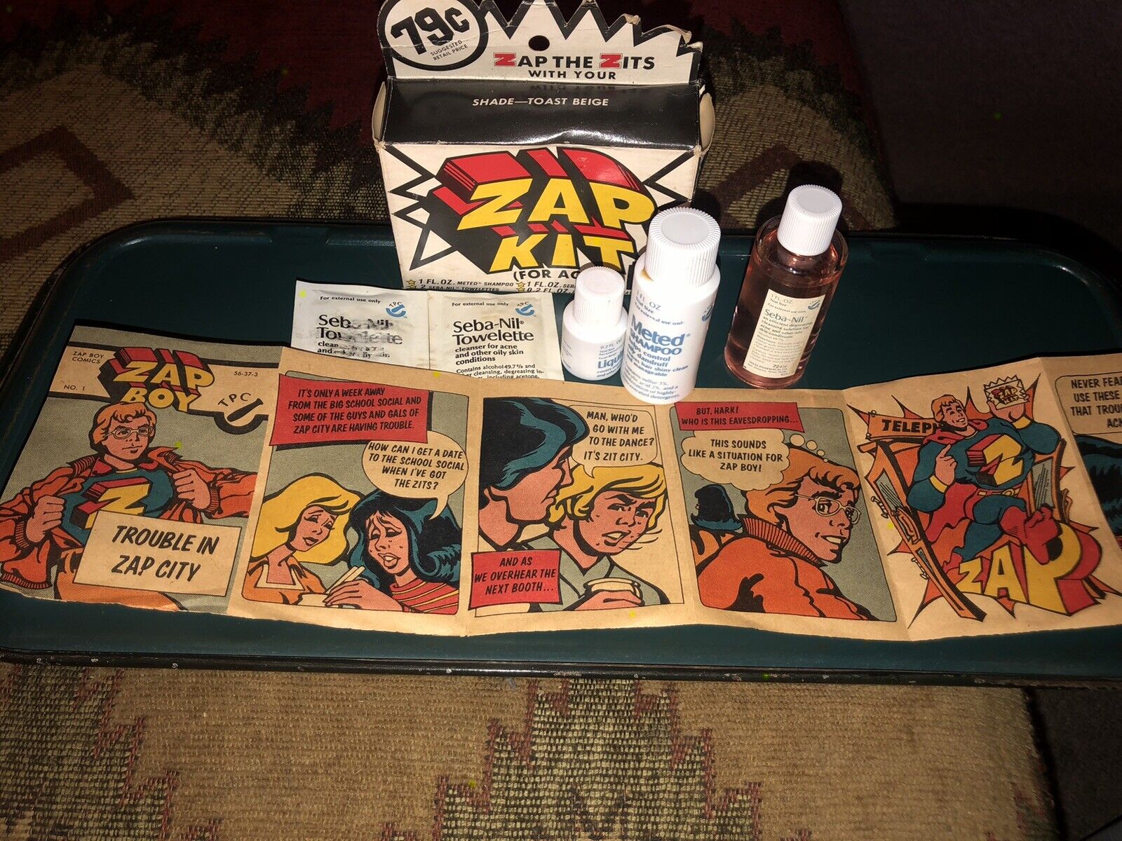 Vintage 1960s/70s ZAP KIT FOR Acne Cream  NOS Unopened Sealed/w ZAP BOY COMIC