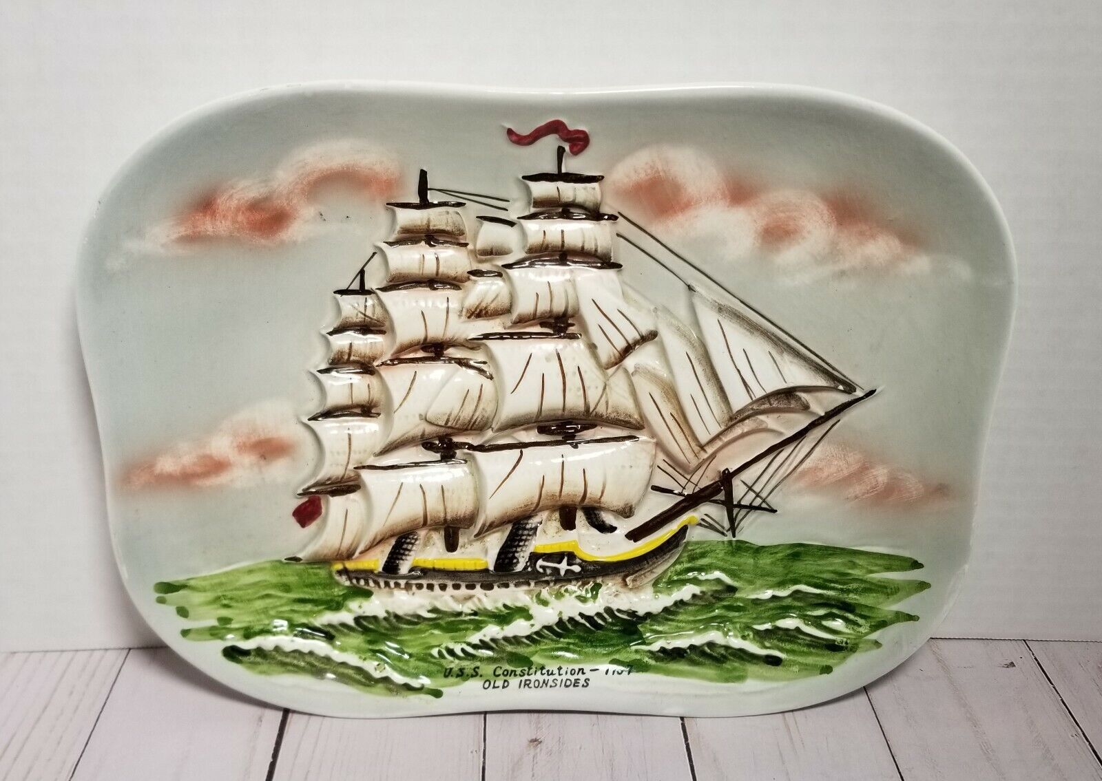 Vintage Ship Wall Plaque- 'U.S.S. Constitution - 1797 Old Ironsides' -Rare Find