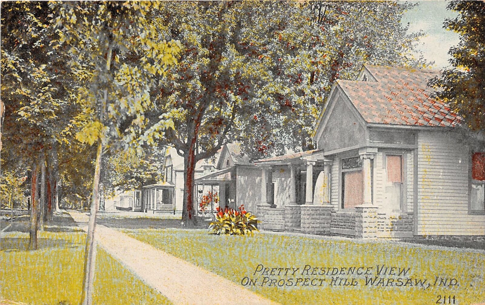 J52/ Warsaw Indiana Postcard c1910 Pretty Residence Prospect Mill 247